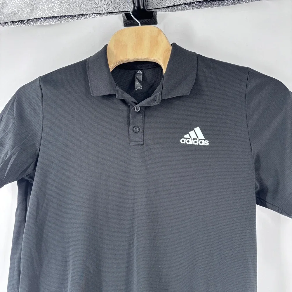 Adidas Primegreen Polo Shirt Mens Large Black Short Sleeve Performance Golf Top